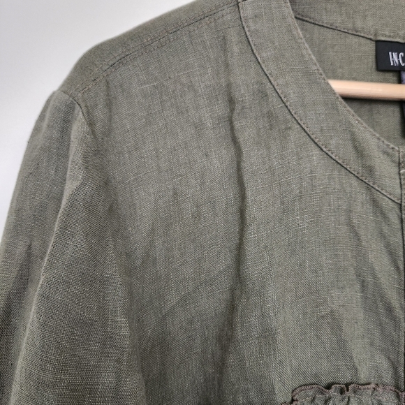 Linen Ruffle Jacket 100% Linen INC XL - Picture 5 of 6